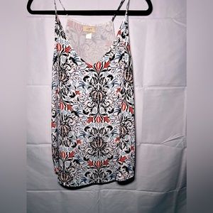 Like new, stylish, flowy patterned tank, Loft, size XL